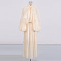 Women's Stand Collar Lace-Up Long Sleeve Dress