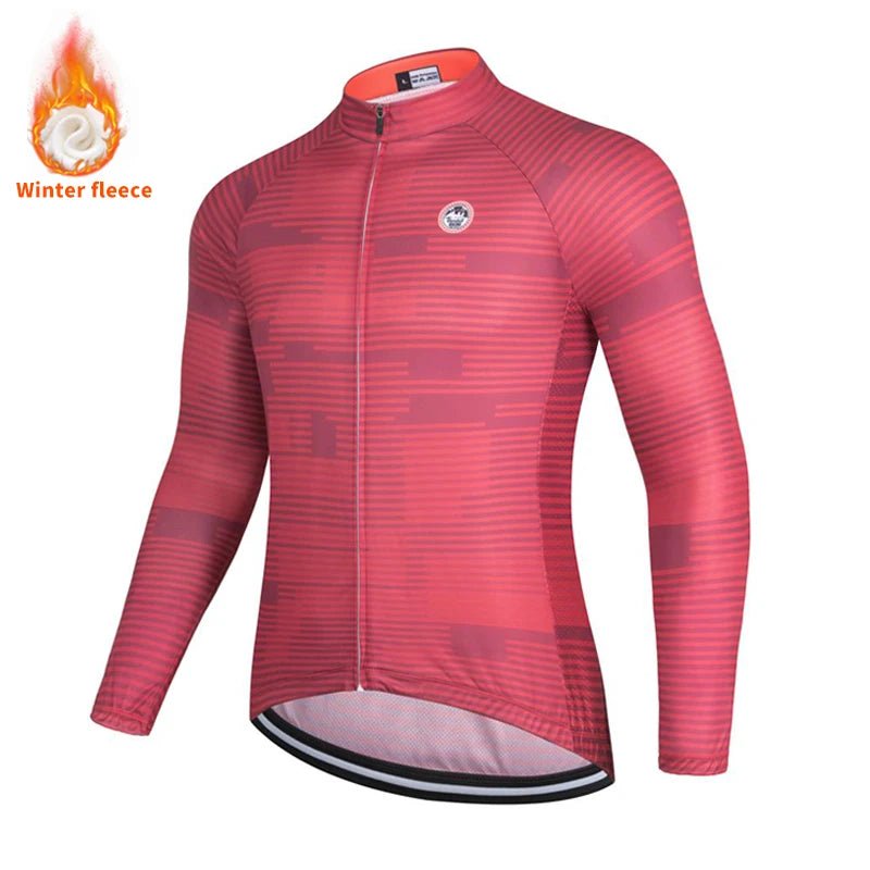 Men's 2025 Winter Thermal Fleece Cycling Jersey – Long Sleeve MTB Bike Shirt - lily supply
