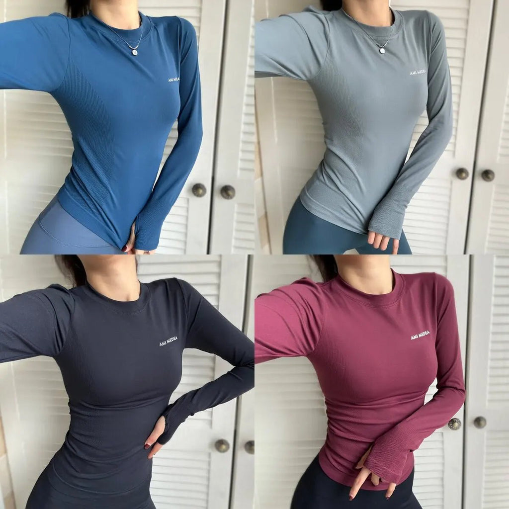 Women's Buttery Soft Crew Neck Compression Long Sleeve Top, Quick - Dry Athletic Shirt for Yoga, Running & Gym Workouts - lily supply