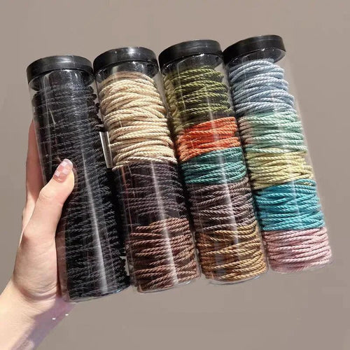 100pcs Solid Colour Elastic Rubber Band Hair Ties & Scrunchies - lily supply
