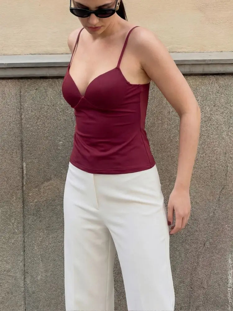 Women's V-Neck Spaghetti Strap Camisole Bra Top