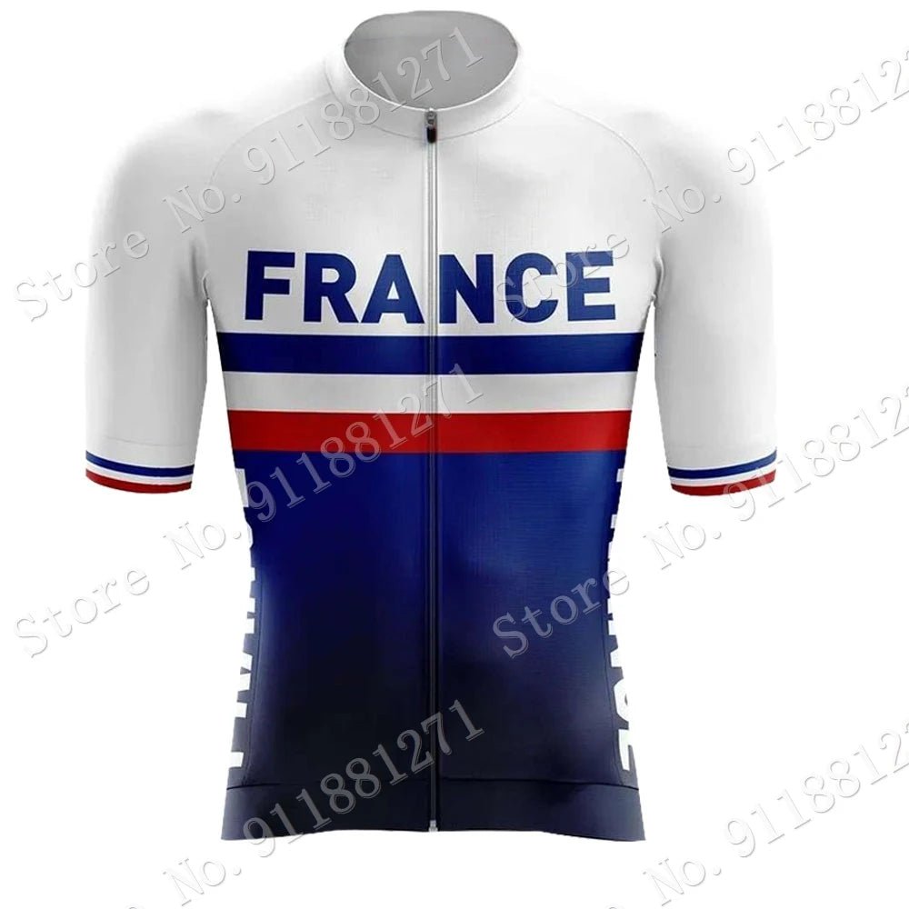 Cycling Jersey France National Team 2024 Set French Retro Clothing Road Bike Blue Shirts Suit Bicycle Bib Shorts MTB Maillot - lily supply