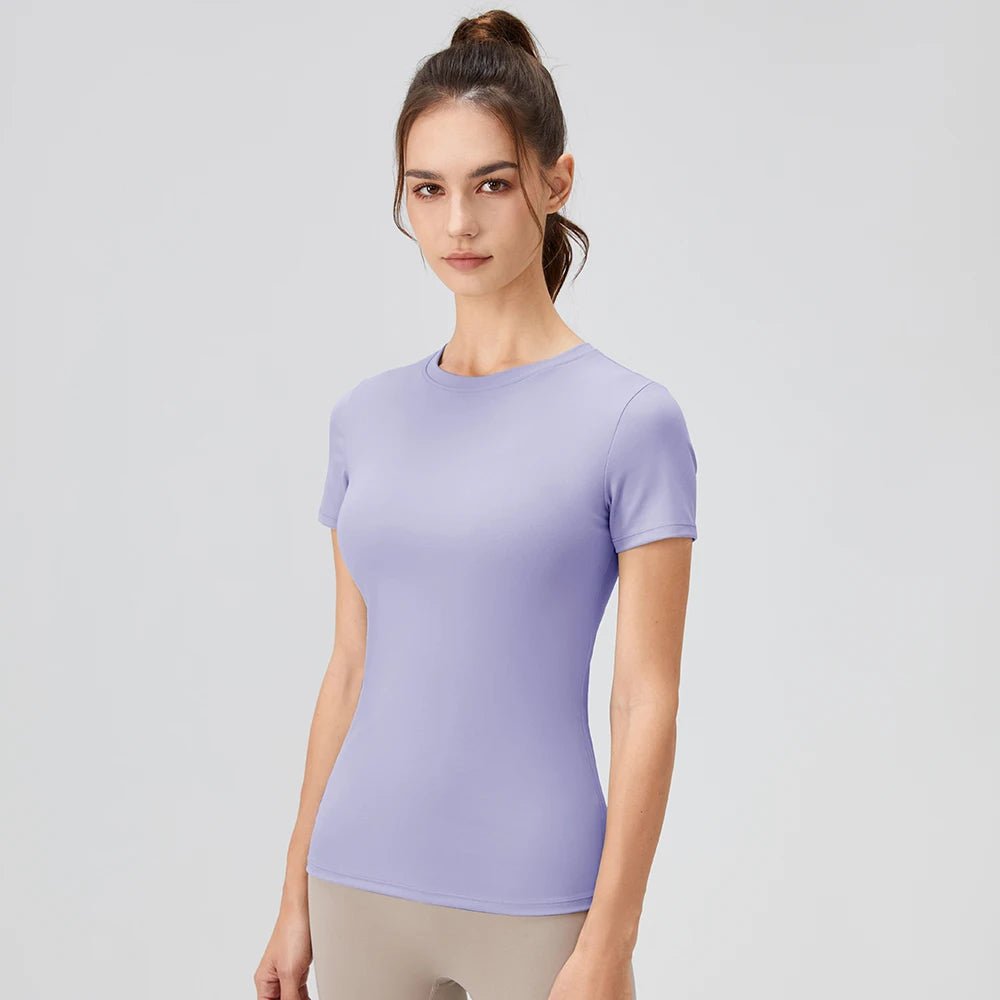 2024 Women Sports Shirt Tight Yoga top Quick Dry Gym Top Outdoor Short Sleeve Running Sportswear Women T-shirts - lily supply