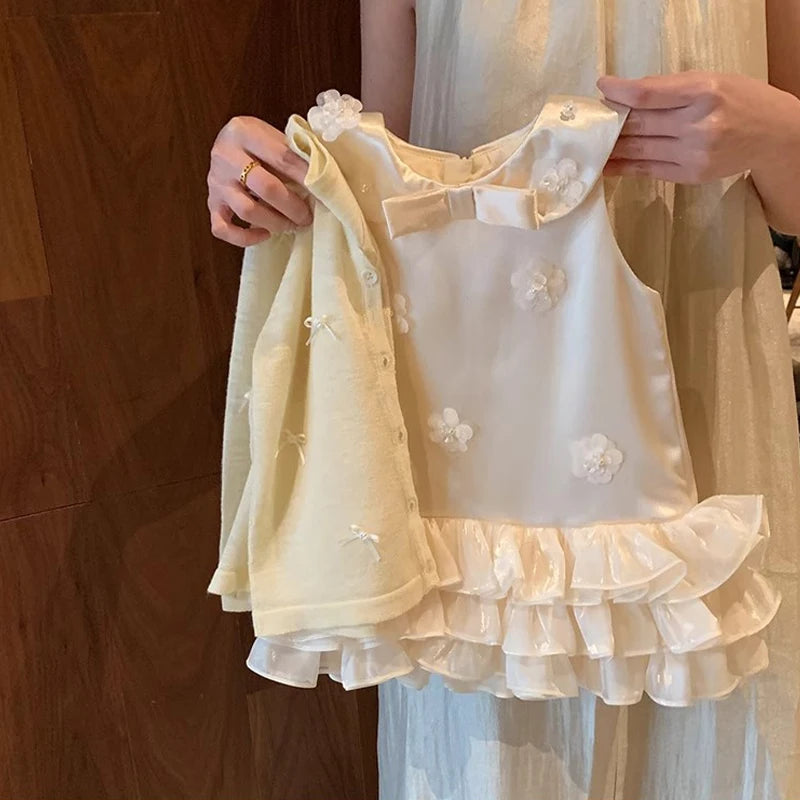 Baby Girls Lace Bow Dress - Birthday & Wedding Princess Gown