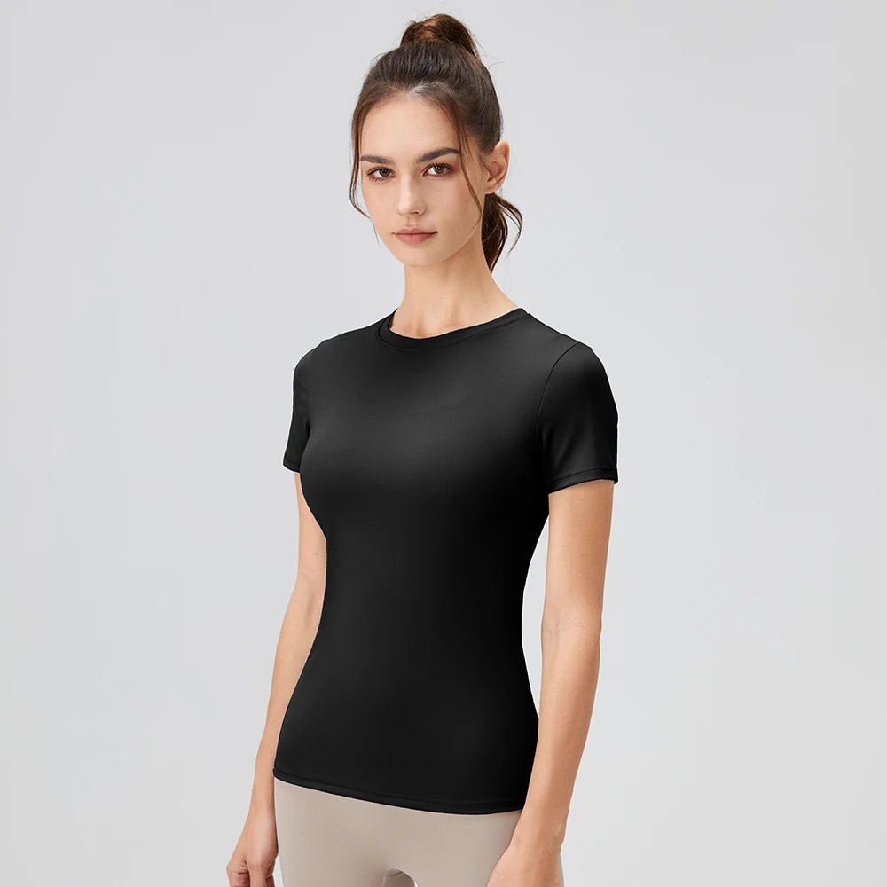 2024 Women Sports Shirt Tight Yoga top Quick Dry Gym Top Outdoor Short Sleeve Running Sportswear Women T-shirts - lily supply