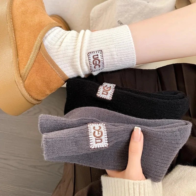 Women's Furry Heel Knitted Snow Boot Socks – Cosy Winter Boot Socks - lily supply