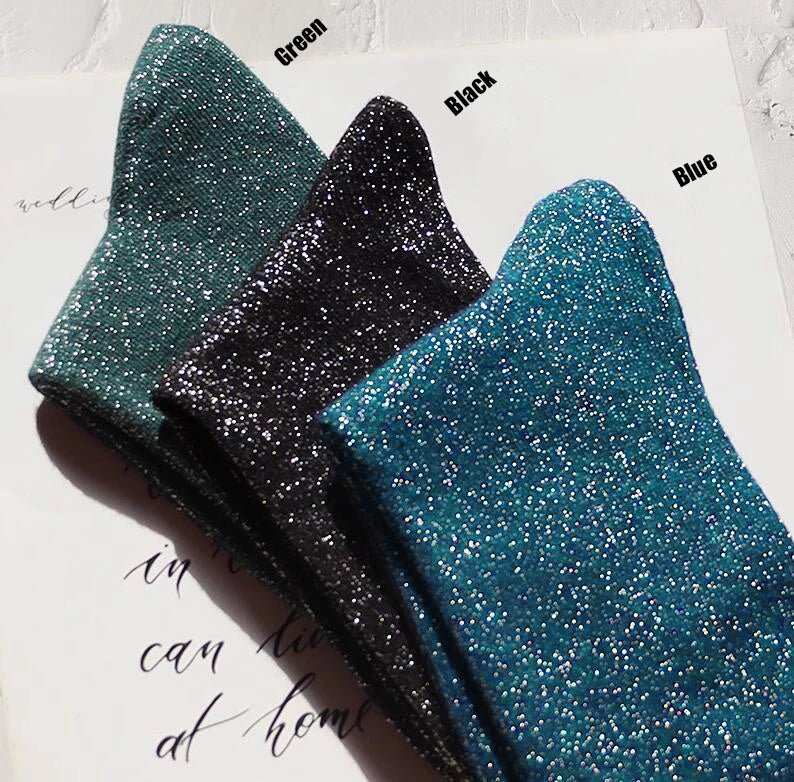 Women's Shiny Gold & Silver Silk Socks – Metallic Glam Ankle Socks - lily supply