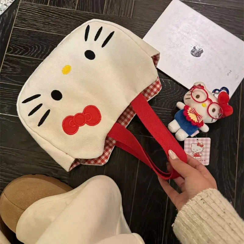 Cute Cartoon Canvas Tote Bag - Large Capacity Women Daily Commute Shoulder Bag