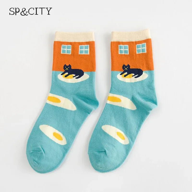 Vintage Women Cartoon Patterned Funny Socks - lily supply