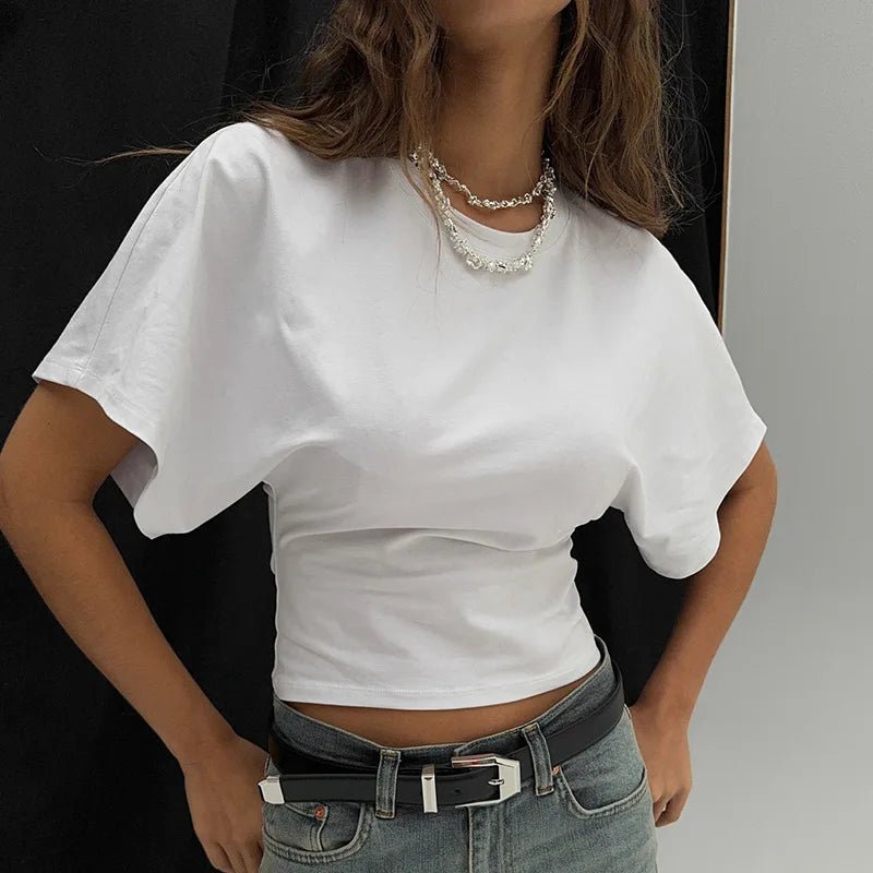 Fashion Casual Solid Gray Cropped T-shirt 2025 Woman Clothes O - neck Corset Tops Streetwear Girls Spring Summer Short Tee Shirts - lily supply