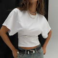 Fashion Casual Solid Gray Cropped T-shirt 2025 Woman Clothes O - neck Corset Tops Streetwear Girls Spring Summer Short Tee Shirts - lily supply