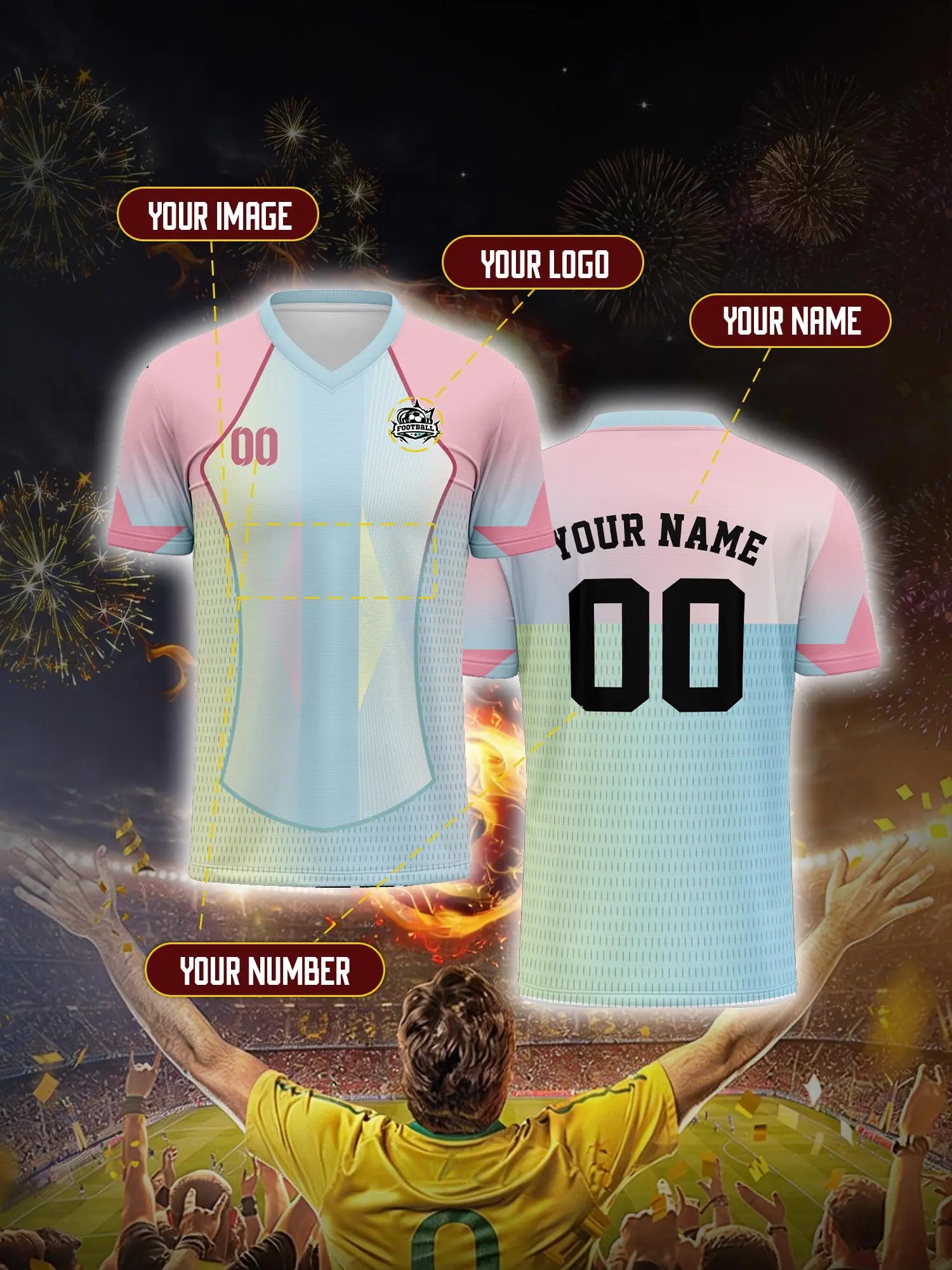 Custom Soccer Jersey – Uruguayan Liga Design with Name & Number - lily supply