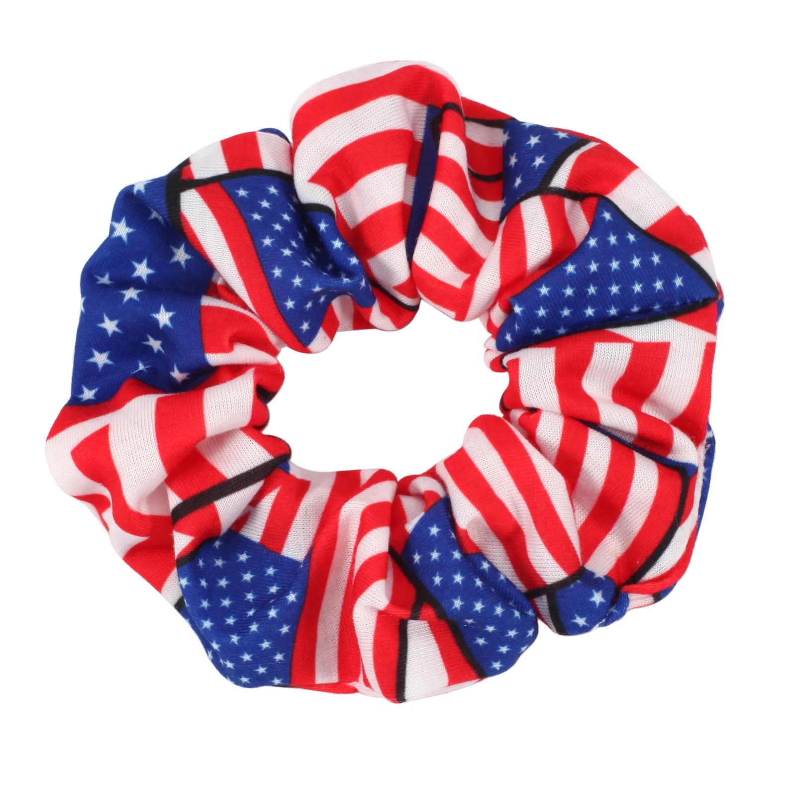 USA Flag Hair Scrunchies - Red White & Blue Patriotic Elastic Hair Ties - lily supply