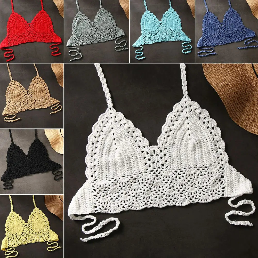 Women's Crochet Knit Halter Bralette
