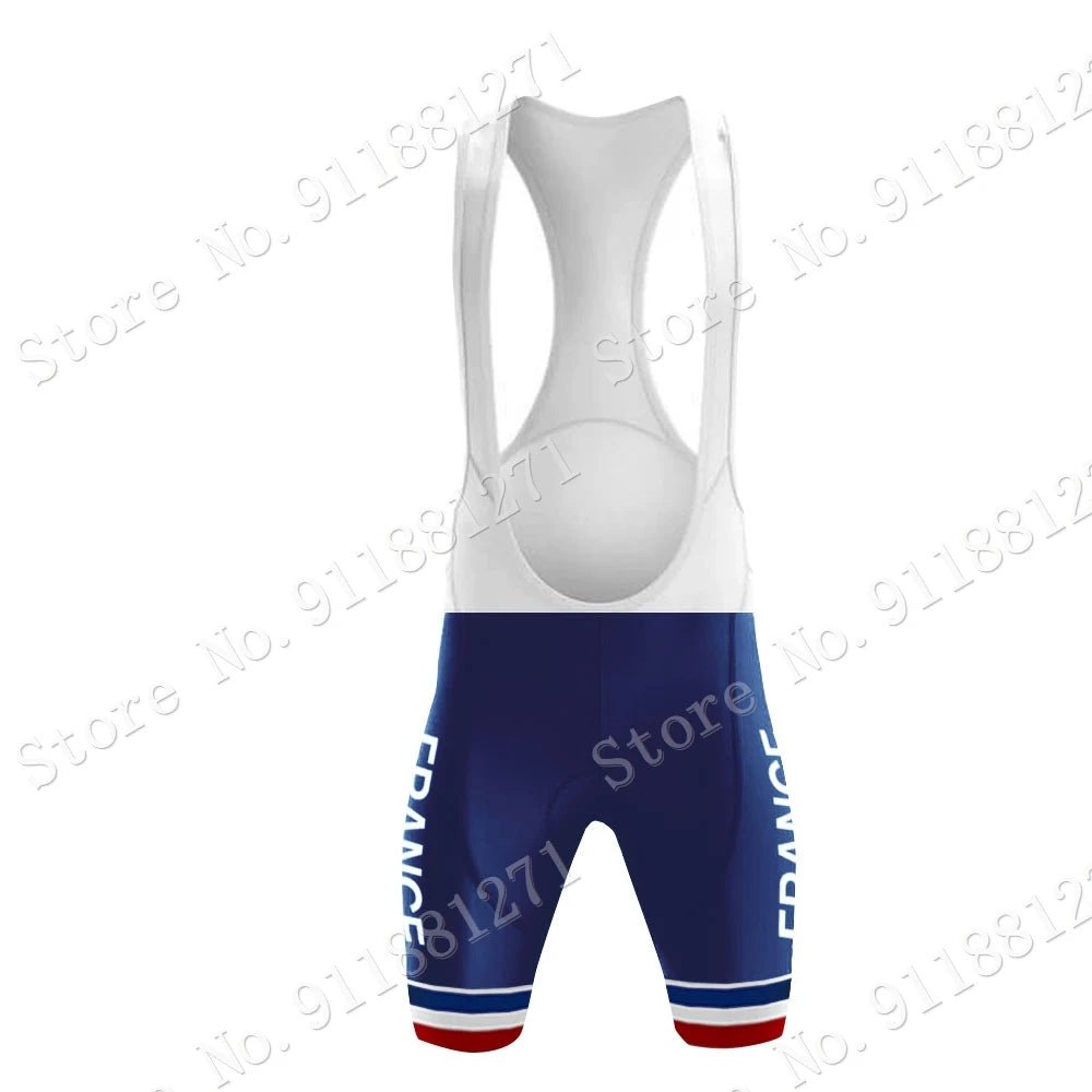 Cycling Jersey France National Team 2024 Set French Retro Clothing Road Bike Blue Shirts Suit Bicycle Bib Shorts MTB Maillot - lily supply