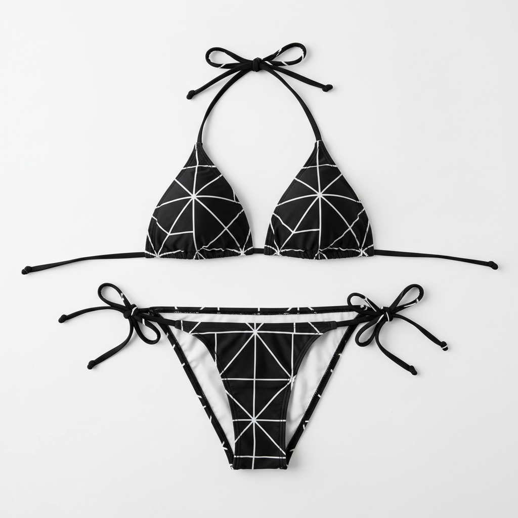 Flat lay bikini set on white background